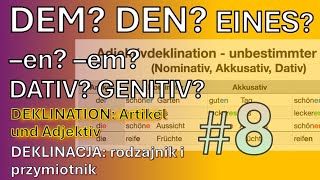 DEM DEN EINES  Deklinacja rodzajnik i przymiotnik Gramatyka niemiecka ĆWICZENIA B1 odc 8 [upl. by Anoyi]