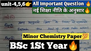 👉All Important Question 🔥BSc 1st Year Minor Chemistry 💯Unit 1 23 Chemistry 2Nd Paper NEP [upl. by Eak628]