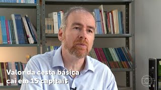 Valor da cesta básica cai em 15 capitais  entrevista jornal Bom Dia Brasil 09012024 [upl. by Ivett1]