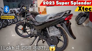 New 2023 Hero Super Splendor Xtec Black Colour🔥Digital Meter 😱Bluetooth Connectivity  Full Review [upl. by Nica]