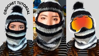 Crochet Ski Mask Balaclava  Crochet Stepbystep  Brunaticality Crochet [upl. by Brunell]