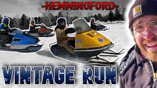 Vintage Snowmobile Ride Hemmingford Quebec VSCADK 2022 Randonnee Motoneige Antique [upl. by Aidaas]