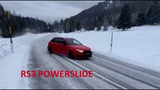 Audi RS3 is drifting in snow RS Sound Sport Exhaust [upl. by Froemming]