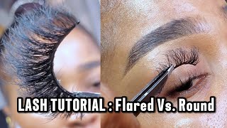 EYELASH APPLICATION TUTORIAL  FLARED VS ROUND for EVERY EYE SHAPE [upl. by Ilan]