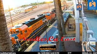 Needles CA  BNSF Needles Sub MP 578  East  SouthWest RailCams LIVE [upl. by Sneed144]