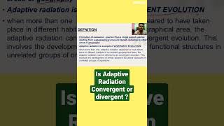 Is adaptive Radiation convergent or divergentAdaptive Radiation 12thneet2025 ncert bio [upl. by Flore]