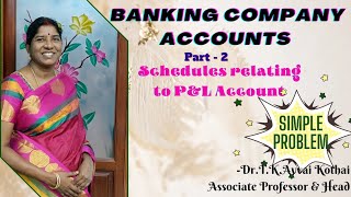 Banking Company AccountsPart2Schedules relating to P amp L Ac Simple problemDrTKAvvai Kothai [upl. by Akimyt]