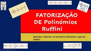 DECOMPOSIÇÃO DE UM POLINÓMIO EM FATORES Regra de Ruffini [upl. by Gamber461]