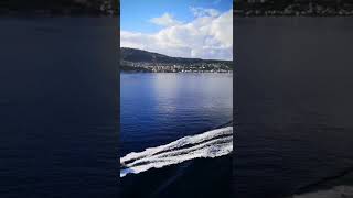 Pilot boat guides cruise ship through The Strait of Messina [upl. by Selwin306]