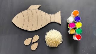 Diy fish wall hanging craft ideas using rice and cardboard Best out of waste cardboard [upl. by Lorsung]