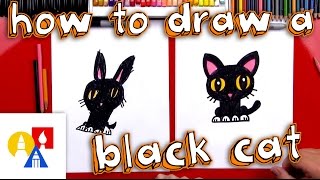 How To Draw A Cartoon Black Cat [upl. by Kama]