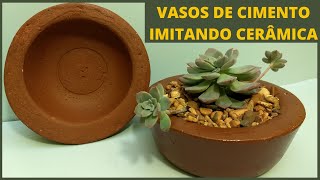 DIY  COMO FAZER VASINHOS DE CIMENTO IMITANDO CERÃ‚MICA [upl. by Alikat]