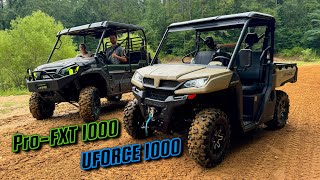 2024 CFMOTO UFORCE 1000 vs Kawasaki Mule Pro FXT 1000 LE Trail Riding [upl. by Nelyaw804]