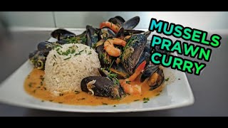 MUSSELS PRAWN CURRY   How to make seafood curry  mussels wwith prawns   ASMR [upl. by Einohpets]