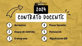 📌 🟡¿COMO SERA CONTRATO DOCENTE 2024 ⚡ENTERATE TODO SOBRE EL PROCESO [upl. by Ennayt]