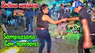 SAMPUESANA CON TAMBORES  CUMBIA SONIDERA  SUPER COMBO LOS DEYVIS  RUTINA COMO SE BAILA CUMBIA [upl. by Cissiee242]