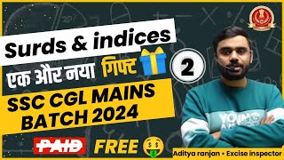 Surds amp indices class 2  SSC Cgl Mains 2024 batch by Aditya ranjan [upl. by Ahsienet]