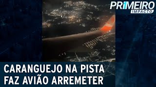 Caranguejo na pista obriga avião a arremeter em aeroporto de Vitória  Primeiro Impacto 220323 [upl. by Skiba]