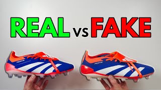 REAL VS FAKE ADIDAS PREDATOR ELITE FT BLUE FOOTBALL BOOT COMPARISON CLEATS [upl. by Eelyahs349]