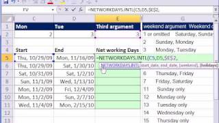 Excel Magic Trick 439 NETWORKDAYSINTL function Excel 2010 [upl. by Cavuoto]