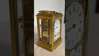 Drocourt calendar grand engraved gorge repeating carriage clock [upl. by Delbert]