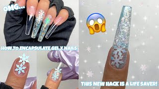 HOW TO DO GEL X ENCAPSULATION  ENCAPSULATE SEQUINS amp GLITTER QUICK amp EASY  BLUE WINTER NAIL ART [upl. by Emylee]