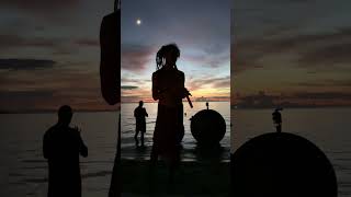 Incredible flute qnd gong sunset performance… in the sea [upl. by Ylus]