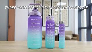 Pinjay Set of 3 Water Bottle 2000ML 900ML 300ML with Motivational Time Marker 2000 ml Bottle [upl. by Yrdnal]