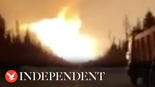 Russian gas pipeline explodes in huge fireball blast amid series of Ukrainian strikes [upl. by Christalle]