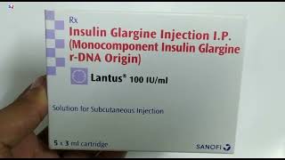 Lantus 100 iu injection  insulin Glargine injection ip  Lantus Cartridge Uses Side effects Hindi [upl. by Song878]