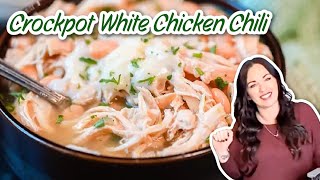 How to Make the BEST White Chicken Chili in Your CrockPot [upl. by Yejus]