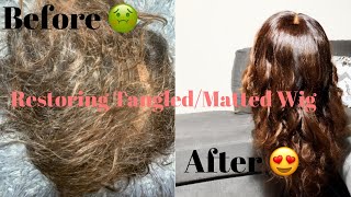 How to REVIVERESTORE a MattedTANGLED Human Hair Wig [upl. by Aneret]