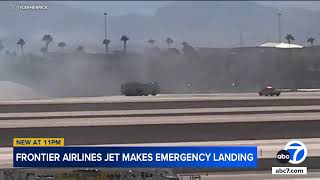 Frontier Airlines jet emergency landing at Las Vegas airport [upl. by Yanrahs]