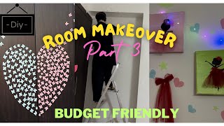 Girls Room Makeover part 3  pattern painting on wall  Cupboard Makeover ideas  Teens room decor [upl. by Conlan]