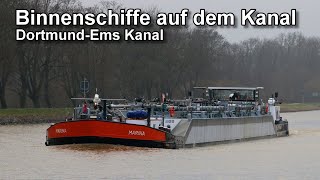 Binnenschiffe auf dem DortmundEms Kanal  Wintertag  Binnenschifffahrt [upl. by Nairdad218]