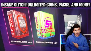 INSANE GLITCH UNLIMITED PACKS COINS ROOKIE PREMIERES POWER UP PASSES AND MORE  MADDEN 22 [upl. by Etat]