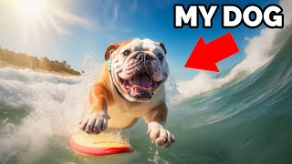 I Trained My FAT Dog How To Surf [upl. by Pheni285]