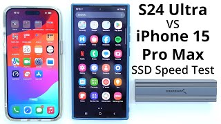 Galaxy S24 Ultra vs iPhone 15 Pro Max Speed Test Real World External USB C SSD Read and Write Test [upl. by Azilanna]