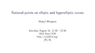 ICM2014 VideoSeries PL9 Manjul Bhargava Laudation by Benedict Grossi on Aug16Sat [upl. by Atrebla]