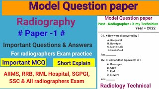 Radiography Model Question paper  paper 1 Radiography MCQ Test paper  By BL Kumawat [upl. by Ahsinnod]