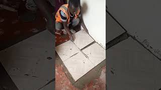 how to renovate the old floor by fixing ceramic floor tiles construction 405mmx405mmconstruction [upl. by Pouncey901]