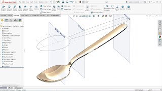 Solidworks Surface Tutorial  How to make Spoon in Solidworks [upl. by Alikam]