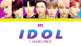 1 HOUR LOOP  1 HORA  1 시간  BTS 방탄소년단 – IDOL COLOR CODED LYRICS HanRomEng [upl. by Einniw]