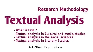 Textual analysis in research Methodology Explained in UrduHindi [upl. by Rodavlas]