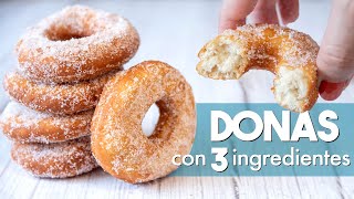 DONAS con 3 INGREDIENTES 🍩  ¡Donuts de Azúcar en 5 Minutos y SIN HORNO [upl. by Macnair]