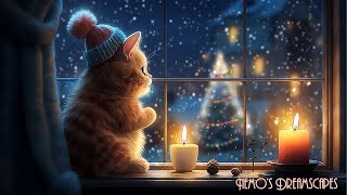 Waiting for Santa 🎅 Vintage Christmas Oldies playing in another room Crackling fire amp purring ASMR [upl. by Corvese]