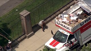 Moving truck Storrowed by bridge in Allston [upl. by Blumenthal]