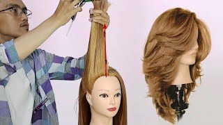 LAYERED HAIRCUT BUTTERFLY haircut tutorial CARA POTONG RAMBUT LAYER BUTTERFLY [upl. by Aihtak]