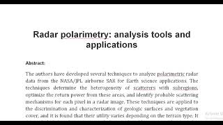 Radar polarimetry analysis tools and applications [upl. by Haseefan260]