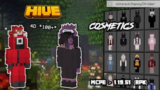 MCPE COSMETICS 4D 100 skins Works on hive Mcpe 11951 [upl. by Airamak]